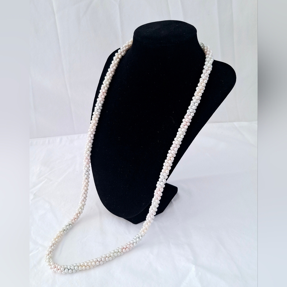 Vintage Faux Pearl Rainbow Threaded Necklace